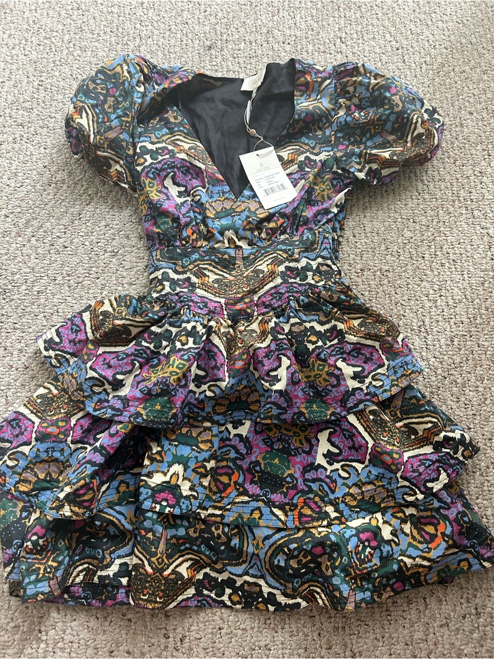 Cleobella Multicolor Floral Paisley Mini Dress - Purple, Blue, Green, Gold